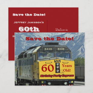 Carte Postale Faire-part Économisez la date 60e anniversaire du train ferro