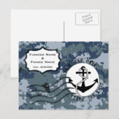 Carte Postale Faire-part Économisez la date & ancre de la marine américaine (Devant / Derrière)