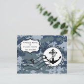 Carte Postale Faire-part Économisez la date & ancre de la marine américaine (Debout devant)