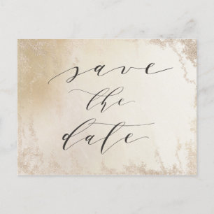 Carte Postale Faire-part Économisez la date Chic Ombre Jaune Or Feuilleté D
