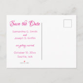 Carte Postale Faire-part Économisez la date de calligraphie rose vif (Dos)