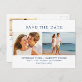 Carte Postale Faire-part Économisez la date de mariage avec trois photos et (Devant / Derrière)