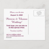 Carte Postale Faire-part Économisez la date de mariage personnalisable (Dos)