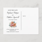 Carte Postale Faire-part Économisez la date de mariage Rose Orange Poussiér (Dos)