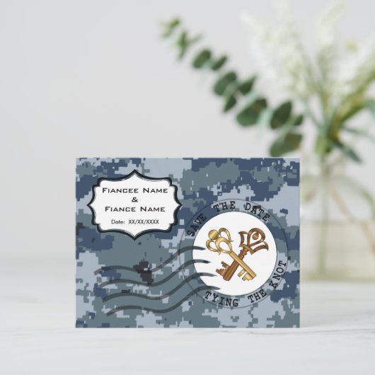 Carte Postale Faire-part Économisez la date et les clés de la marine améric (Debout devant)