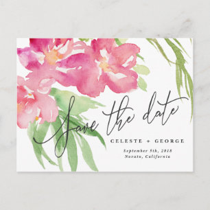Carte Postale Faire-part Économisez la date florale aquarelle tropicale
