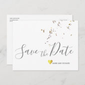 Carte Postale Faire-part Écrit à la main Enregistrer la date confetti amour (Devant / Derrière)