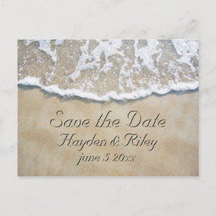 Carte Postale Faire-part Écrit dans Sand Beach Économisez la date