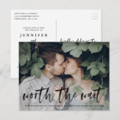 Carte Postale Faire-part Écriture au pinceau moderne vaut la peine d'attend (Devant / Derrière)