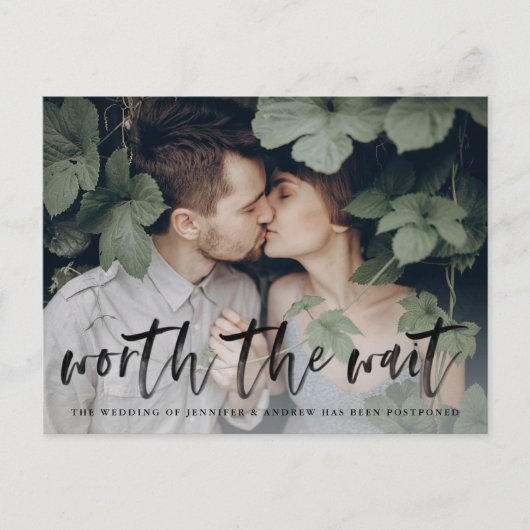 Carte Postale Faire-part Écriture au pinceau moderne vaut la peine d'attend (Devant)