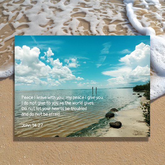 Carte Postale Faire-part Écriture chrétienne Ciel Eau Paix Peur