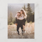 Carte Postale Faire-part Écriture Élégante et Photo | Sauvegarder la Date (Devant)