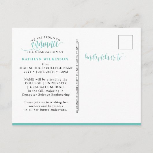 Carte Postale Faire-part Écriture Élégante Eucalyptus Verdure 3 Photo Dégra (Dos)