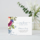 Carte Postale Faire-part Écriture florale botanique élégante mouvement (Debout devant)