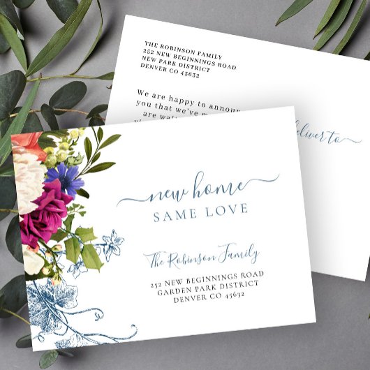 Carte Postale Faire-part Écriture florale botanique élégante mouvement