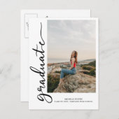 Carte Postale Faire-part Écriture manuscrite de diplômé décontractée | Phot (Devant / Derrière)