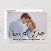 Carte Postale Faire-part Écriture manuscrite photo mariage Enregistrer la d (Devant / Derrière)