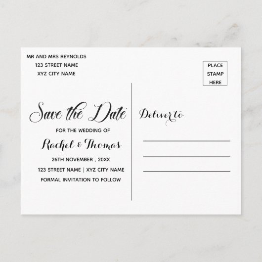 Carte Postale Faire-part Écriture manuscrite photo mariage Enregistrer la d (Dos)