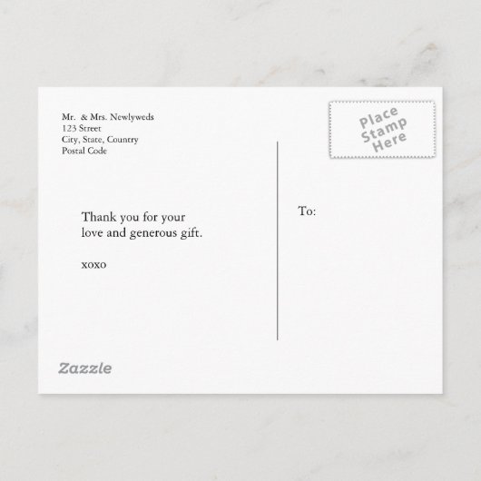 CARTE POSTALE FAIRE-PART ÉCRITURE MANUSCRITE REMERCIEMENTS DE MARIAGE (Dos)