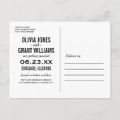 Carte Postale Faire-part Écriture moderne de script blanc Photo Enregistrer (Dos)