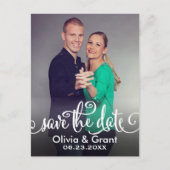 Carte Postale Faire-part Écriture moderne de script blanc Photo Enregistrer (Devant)