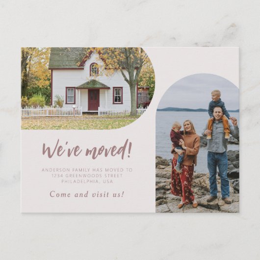 Carte Postale Faire-part Écriture moderne Deux arches Photo Nous avons démé (Devant)