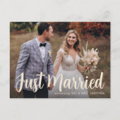 Carte Postale Faire-part Écriture Photo de mariage décontracté (Devant)