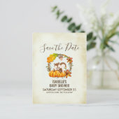 Carte Postale Faire-part Écureuil et citrouilles Automne Rustique STD (Debout devant)