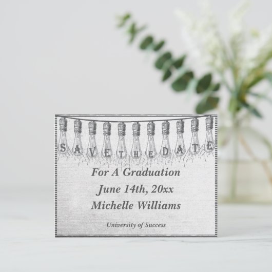 Carte Postale Faire-part Edison Light Bulb Graduation Enregistrer La Date (Debout devant)