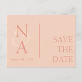 Carte Postale Faire-part Effet Marbre Or Orange Pêche Élégant Mariage (Dos)