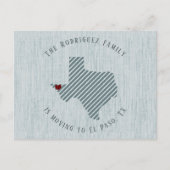 Carte Postale Faire-part El Paso Blue Linen et Heart Texas Moving (Devant)