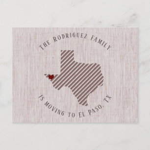 Carte Postale Faire-part El Paso Rose Lin et Coeur Texas Moving