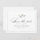 Carte Postale Faire-part Élégance classique Script de verdure enregistrer l (Devant / Derrière)