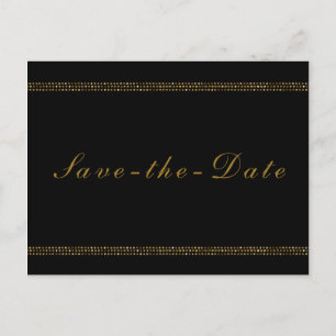 Carte Postale Faire-part Élégance noire et or Save the Date pailleté