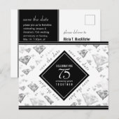 Carte Postale Faire-part Élégant 75e anniversaire de Mariage de diamant (Devant / Derrière)