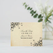 Carte Postale Faire-part Élégant Antique Frottes Mariage Enregistrer La Dat (Debout devant)