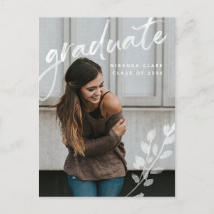 Carte Postale Faire-part Élégant aquarelle botanique Graduation