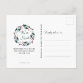 Carte Postale Faire-part Elégant aquarelle Holly Wreath Noël Moving (Dos)