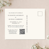 Carte Postale Faire-part Élégant Arc Photo QR Code Enregistrer La Date
