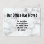 Carte Postale Faire-part Elegant aux Marble Annonce de déménagement de bure (Devant)