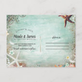 Carte Postale Faire-part Elégant Beach Sea Starfish Pearls Enregistrer Date (Dos)
