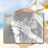 Carte Postale Faire-part Elegant Beach Wedding Photo Enregistrer la date