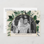 Carte Postale Faire-part Elégant Beige Botanical QR code Mariage photo (Devant / Derrière)