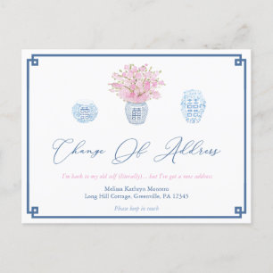 Carte Postale Faire-part Élégant Bleu Marine Rose Divorce Changement D'adre