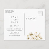 Carte Postale Faire-part Élégant Bleu Poussiéreux Photo Mariage Épargnez la (Dos)