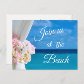 Carte Postale Faire-part Elégant Blue Ocean Beach été Enregistrer la date (Devant / Derrière)