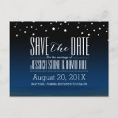 Carte Postale Faire-part Elégant Blue Starry Night Wedding Enregistrer la d (Devant)