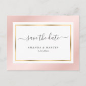 Carte Postale Faire-part Elégant Blush Rose et Gold Wedding Enregistrer la (Devant)