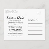 Carte Postale Faire-part Élégant Chic Gold Purple Floral Enregistrer la dat (Dos)