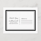 Carte Postale Faire-part Élégant Chic Mariage Blanc & Noir Save the Date (Dos)